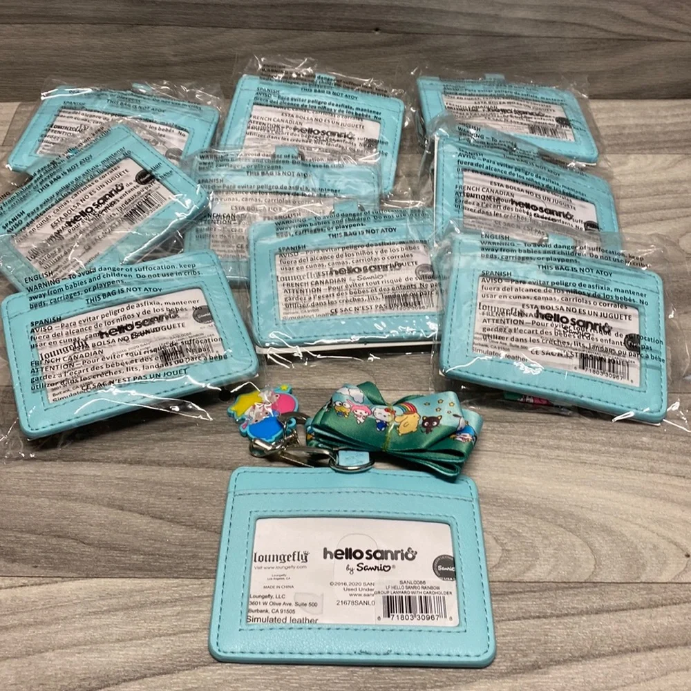 Loungefly Hello Kitty Sanrio Rainbow Group Lanyard with Cardholder - Picture 3 of 5